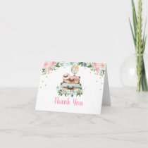 Pink Gold Floral Travel Bridal Shower Thank You Card