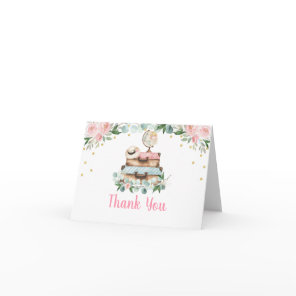 Pink Gold Floral Travel Bridal Shower Thank You Card