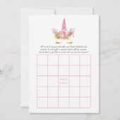 Pink & Gold Floral Unicorn Girl Baby Shower Bingo (Front)