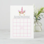 Pink & Gold Floral Unicorn Girl Baby Shower Bingo (Standing Front)