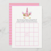 Pink & Gold Floral Unicorn Girl Baby Shower Bingo (Front/Back)