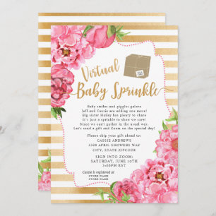 Pink Gold Floral Virtual Baby Sprinkle Invitation