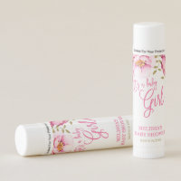 Pink Gold Floral Watercolor Baby Shower Favors Lip Balm