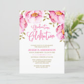 Pink Gold Floral Watercolor Graduation Invitations (Standing Front)