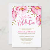 Pink Gold Floral Watercolor Graduation Invitations (Front)