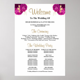 Pink/Gold Floral Wedding Ceremony Program Sign