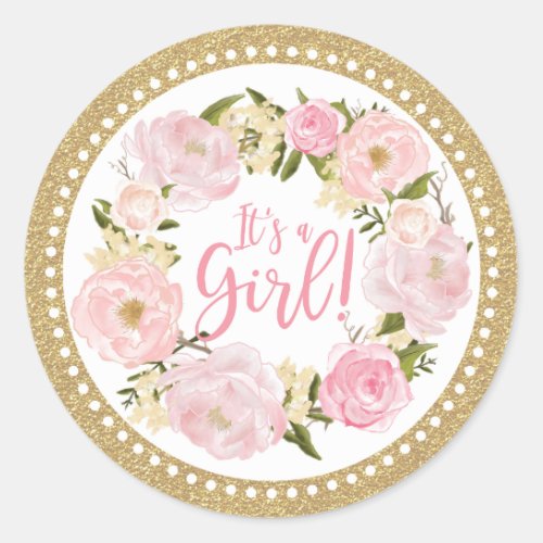 Pink  Gold Flower Girl Baby Sprinkle Favor Tag