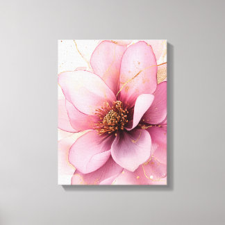 Pink gold flowers elegant decoration canvas print