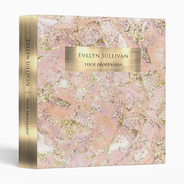 Pink Gold Fluid Marble Binder (Front/Spine)