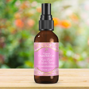 Pink & gold foil damask soap cosmetics label - 1