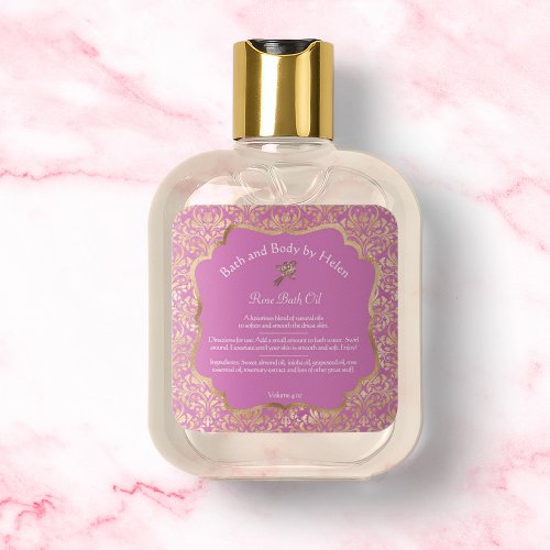 Pink  gold foil damask soap cosmetics label _ 4