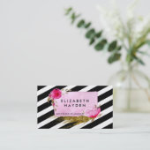 Pink gold foil Floral business card (Standing Front)
