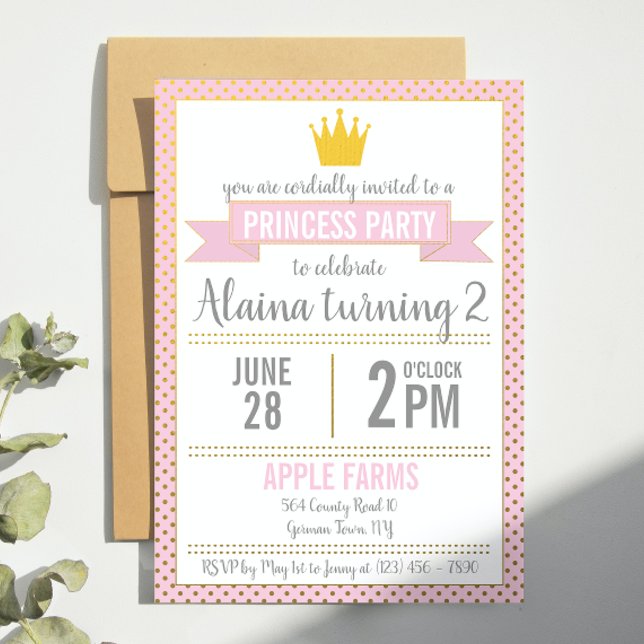 Pink Gold Foil Princess Birthday Invitation (Creator Uploaded)