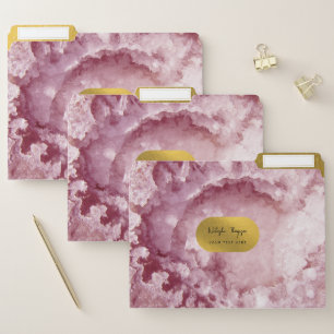 Pink Gold Foil Sea Crystals Signature Script  File Folder