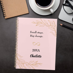 Pink gold foliage motivational quote 2026 planner
