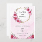 Pink Gold Free Wedding Invitation (Front/Back)