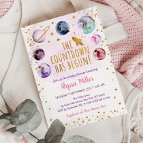 Pink Gold Galaxy Countdown Has Begun Baby Shower Invitation