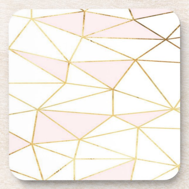 Pink Gold Geometric Coaster (Front)