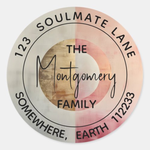 Pink Gold Geometry IV  Modern Chic Simple Classic Round Sticker