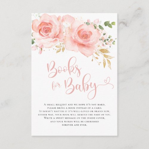 Pink  Gold Girl Baby Books Enclosure Card