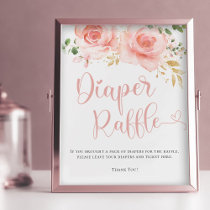 Pink & Gold Girl Diaper Raffle Sign