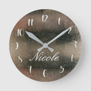 Pink Gold Glam Abstract Modern Trendy Girly Round Clock