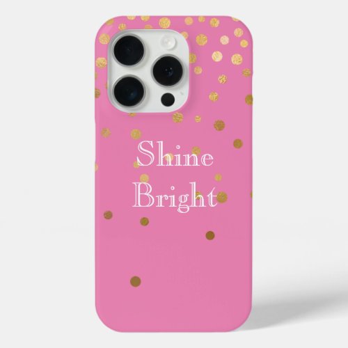 Pink Gold Glam Confetti Dots iPhone 15 Pro Case