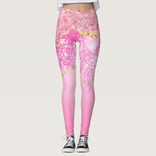 Pink Gold Glam Glitter Bling Trendy  Leggings