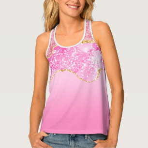 Pink Gold Glam Glitter Bling Trendy Tank Top