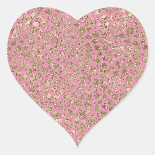 Pink Gold Glam Glitter Glitz Leopard Print       Heart Sticker