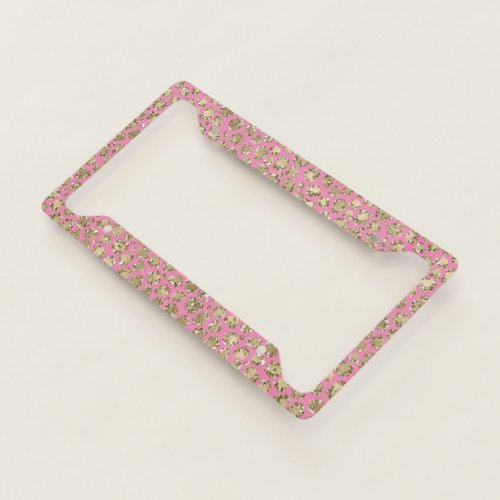 Pink Gold Glam Glitter Glitz Leopard Print       License Plate Frame