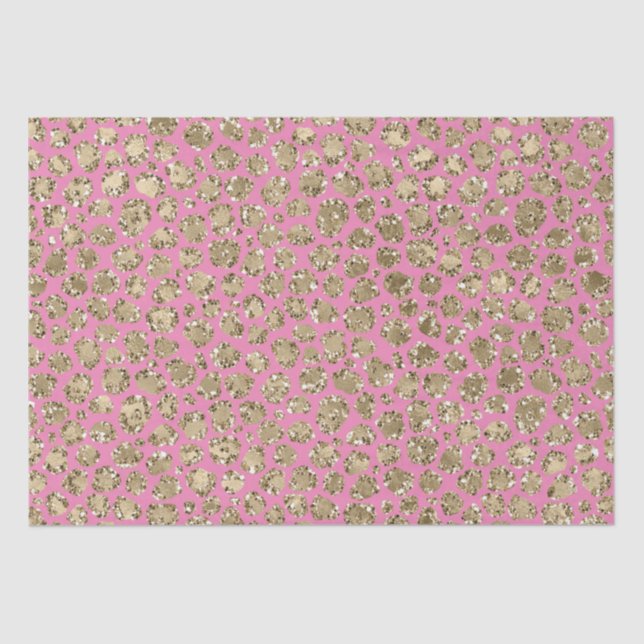 Pink Gold Glam Glitter Leopard   Tissue Paper (Front)