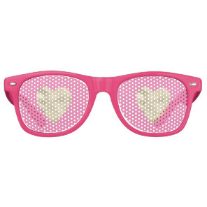Pink Gold Glam Hearts Retro Sunglasses