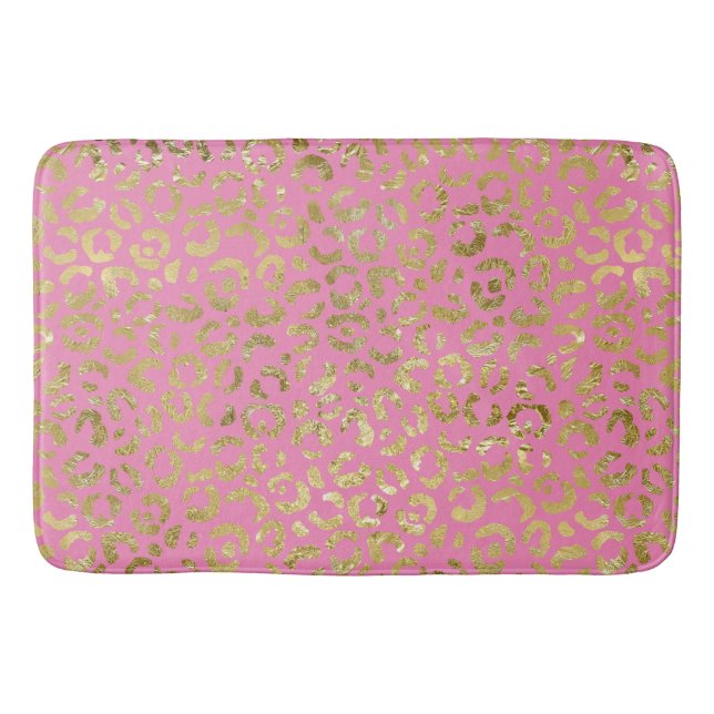 Pink Gold Glam Leopard Bath Mat (Front)