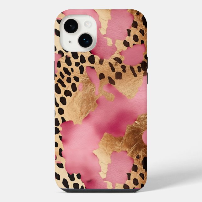 Pink Gold Glam Leopard Iphone Case (Back)