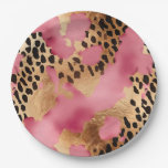 Pink Gold Glam Leopard Paper Plates