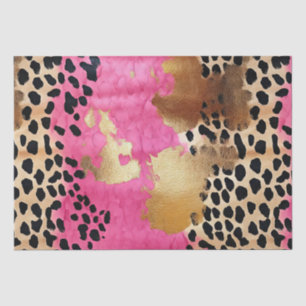 Pink Gold Glam Leopard Print Abstract Tissue Paper