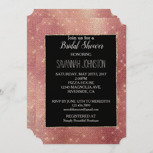 Pink Gold Glam Sparkle Invitation