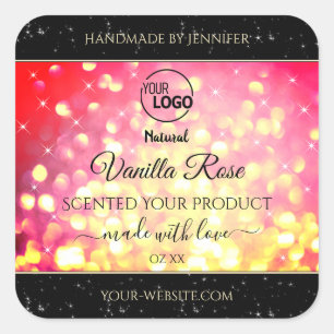 Pink Gold Glitter Add Logo Product Packaging Label