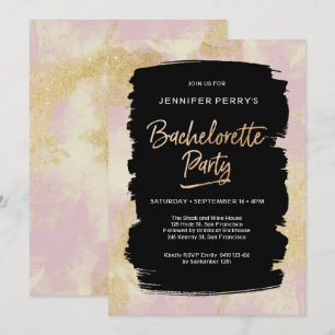 Pink gold glitter Bachelorette Party Invitation