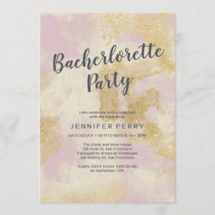 Pink gold glitter Bachelorette Party Invitation