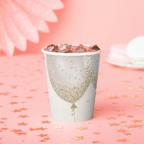 Pink  Gold Glitter Birthday Party Balloons  Paper Cups