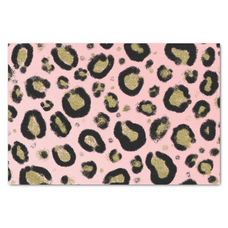 Pink Gold Glitter & Black Leopard Cheetah Print Tissue Paper | Zazzle