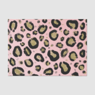Pink Gold Glitter & Black Leopard Cheetah Print Tissue Paper