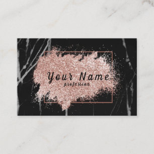 Pink gold glitter black marble background vector business card