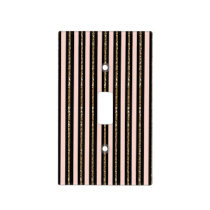 Pink Gold Glitter & Black Stripes Birthday Party Light Switch Cover