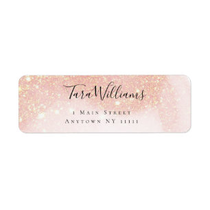 Pink Gold Glitter Blush Return Address Label