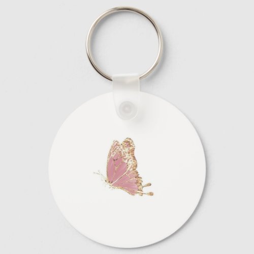 Pink Gold Glitter Butterfly Aesthetic Keychain