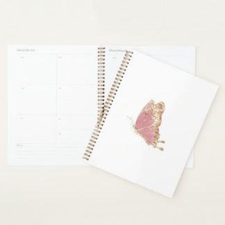 Pink Gold Glitter Butterfly Aesthetic Planner