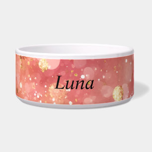 Pink & Gold Glitter Ceramic Pet Bowl